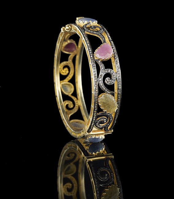 18 Kt. Gold Vermeil, Sapphire & Diamond Bracelet (1 of 1)