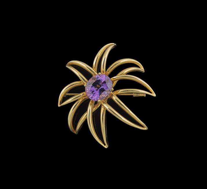 Tiffany 18 Kt. Gold & Amethyst "Fireworks" Brooch (1 of 1)