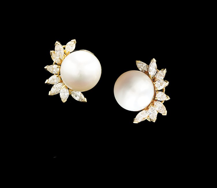 Fine South Sea Pearl and Diamond Earrings (1 of 1)