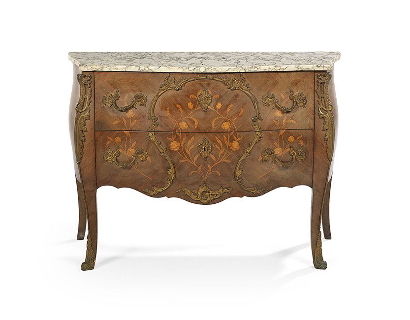 Louis XV-Style Ormolu-Mounted Marble-Top Commode (1 of 2)