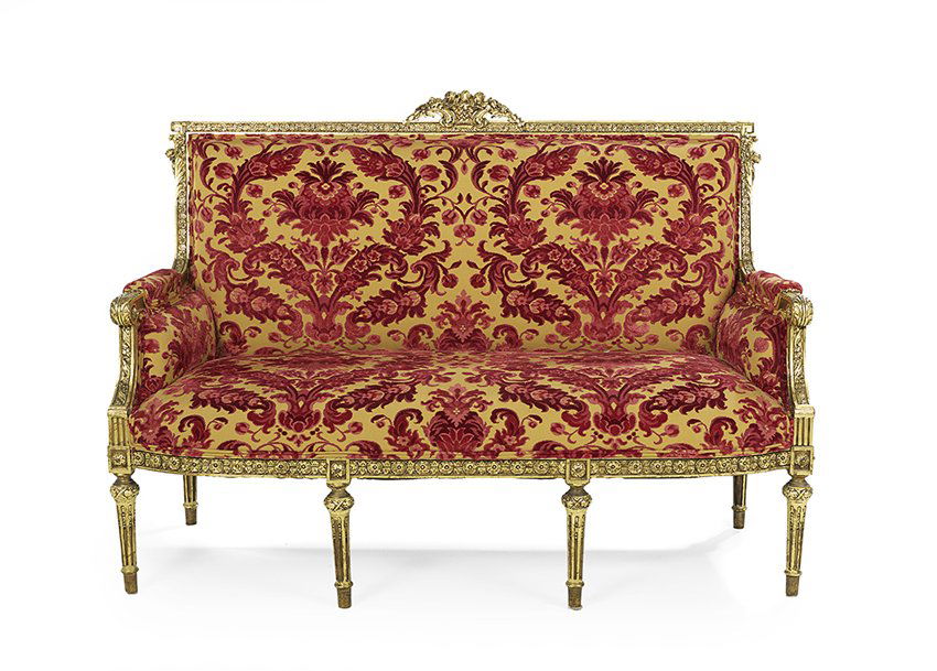 Louis XVI-Style Five-Piece Giltwood Parlor Suite (1 of 2)