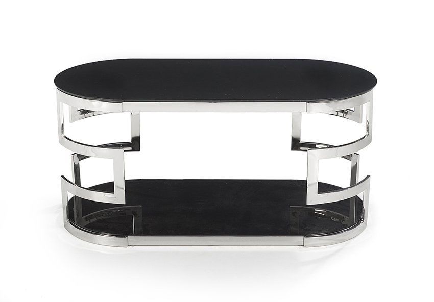 Contemporary Glass and Steel Cocktail Table (1 of 1)