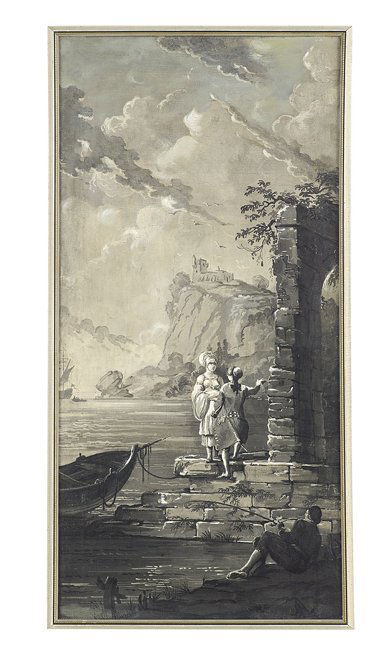 Italian Grisaille Oil on Canvas Panel (1 of 2)