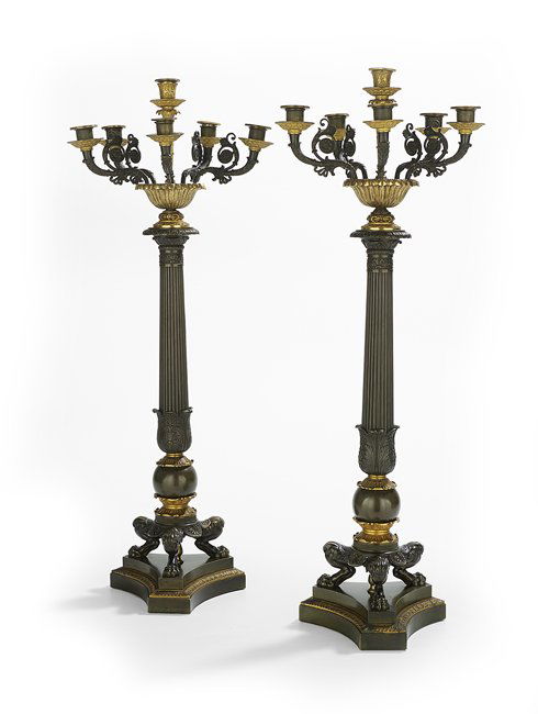 Pair of  French Restauration Bronze Candelabra (1 of 1)