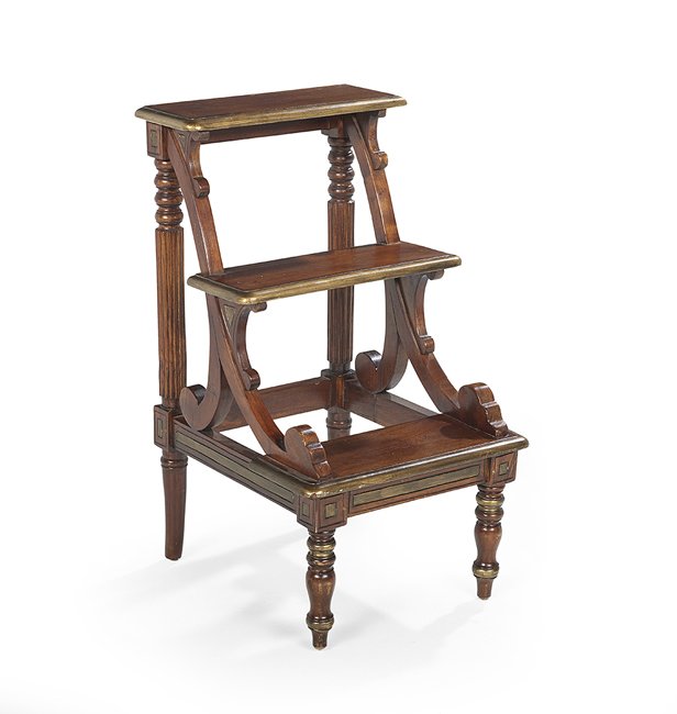 Regency-Style Mahogany Library Steps (1 of 2)