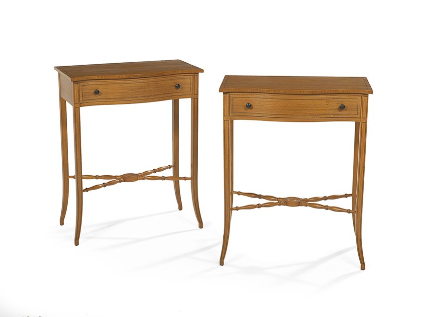 Pair of Biedermeier-Style Blonde Wood Side Tables (1 of 1)