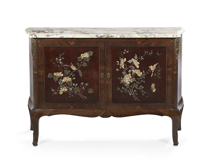 Continental Rosewood and Marble-Top Cabinet (1 of 2)