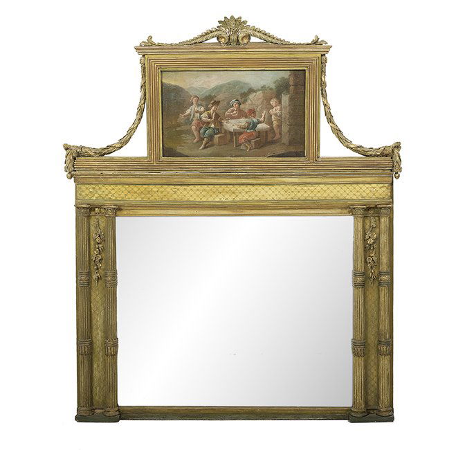 Louis XVI-Style Giltwood Trumeau Mirror (1 of 1)