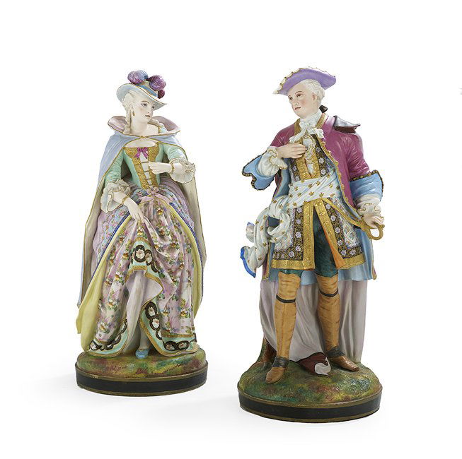 Pair of French Enameled Biscuit Figures (1 of 1)