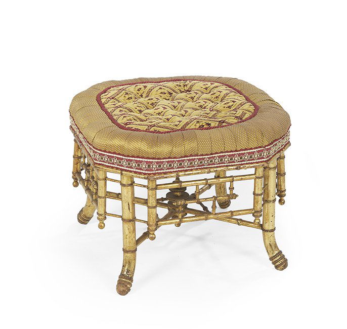 French Aesthetic Movement Faux-Bamboo Stool (1 of 1)