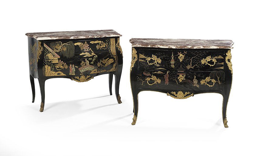 Pair of Louis XV-Style Marble-Top Commodes (1 of 3)