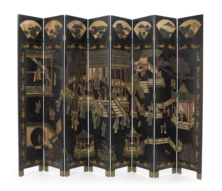 Chinese Coromandel Eight-Panel Folding Screen (1 of 2)