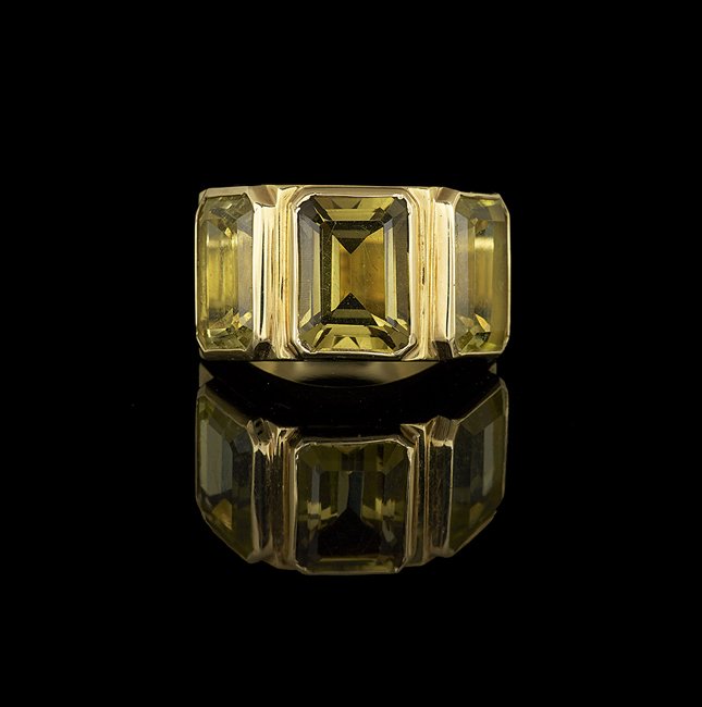 Men's 18 Kt. Yellow Gold and Lemon Quartz Ring (1 of 1)