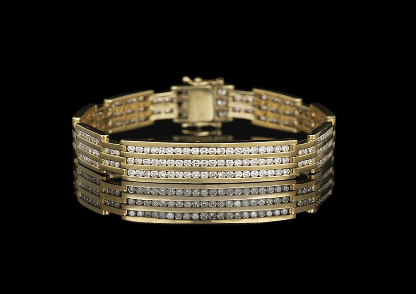 Men's 14 Kt. Yellow Gold and Diamond Bracelet (1 of 1)