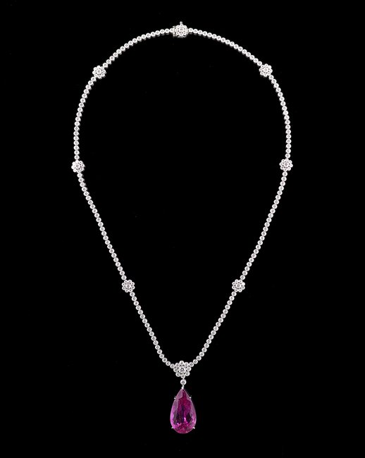 Tiffany Platinum and Tourmaline Pendant Necklace (1 of 1)