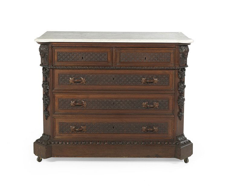 Unusual American Renaissance Revival Walnut Chest (1 of 2)