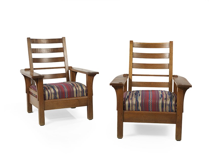 Pair of American Arts & Crafts Oak Morris Chairs (1 of 2)