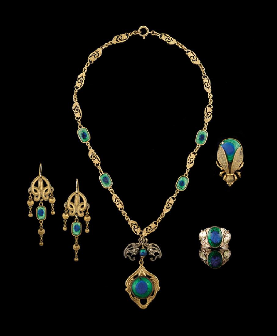 Gold and Faux Black Opal Jewelry Suite (1 of 1)