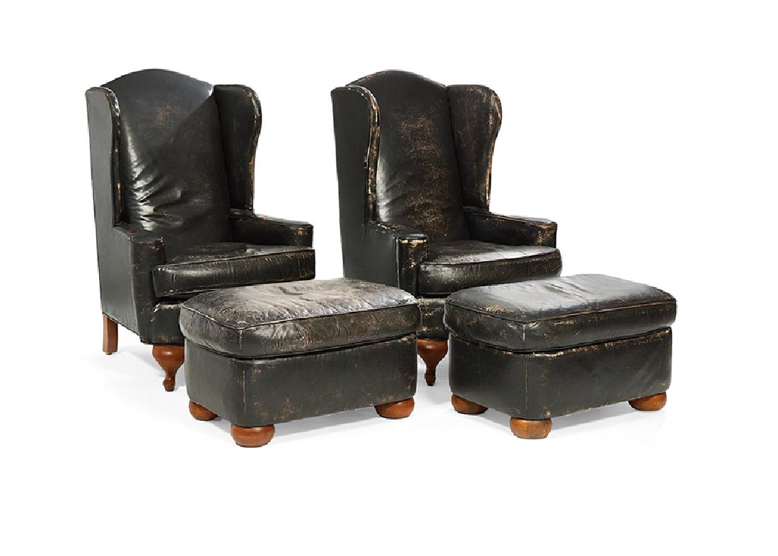 Pair of Ralph Lauren Wing Chairs and Ottomans (1 of 1)