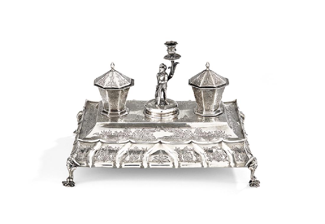 Unusual Early Victorian Sterling Silver Inkstand (1 of 1)