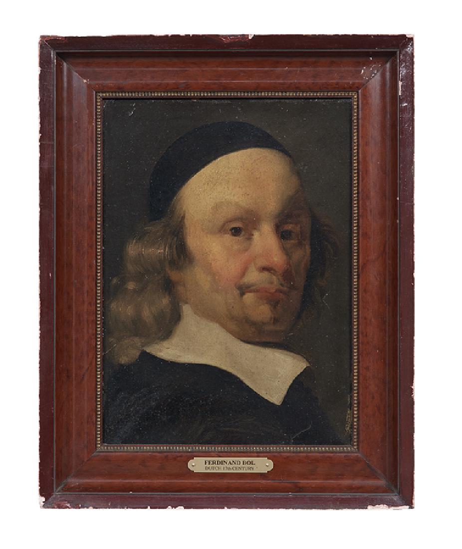 Belgian School (late 18th/early 19th Century): Belgian School (Fourth Quarter 18th/First Quarter 19th Century), "Portrait of a Gentleman", oil on canvas, unsigned, inscribed "D'apres Bol" lower left, in the style of Ferdinand Bol (Dutch, 1616-1680