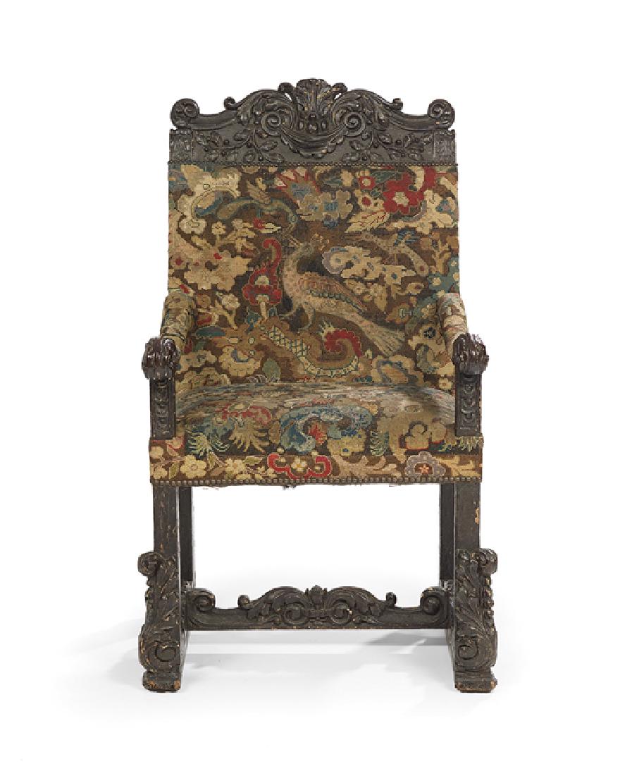 Baroque Ebonized and Carved Armchair (1 of 2)