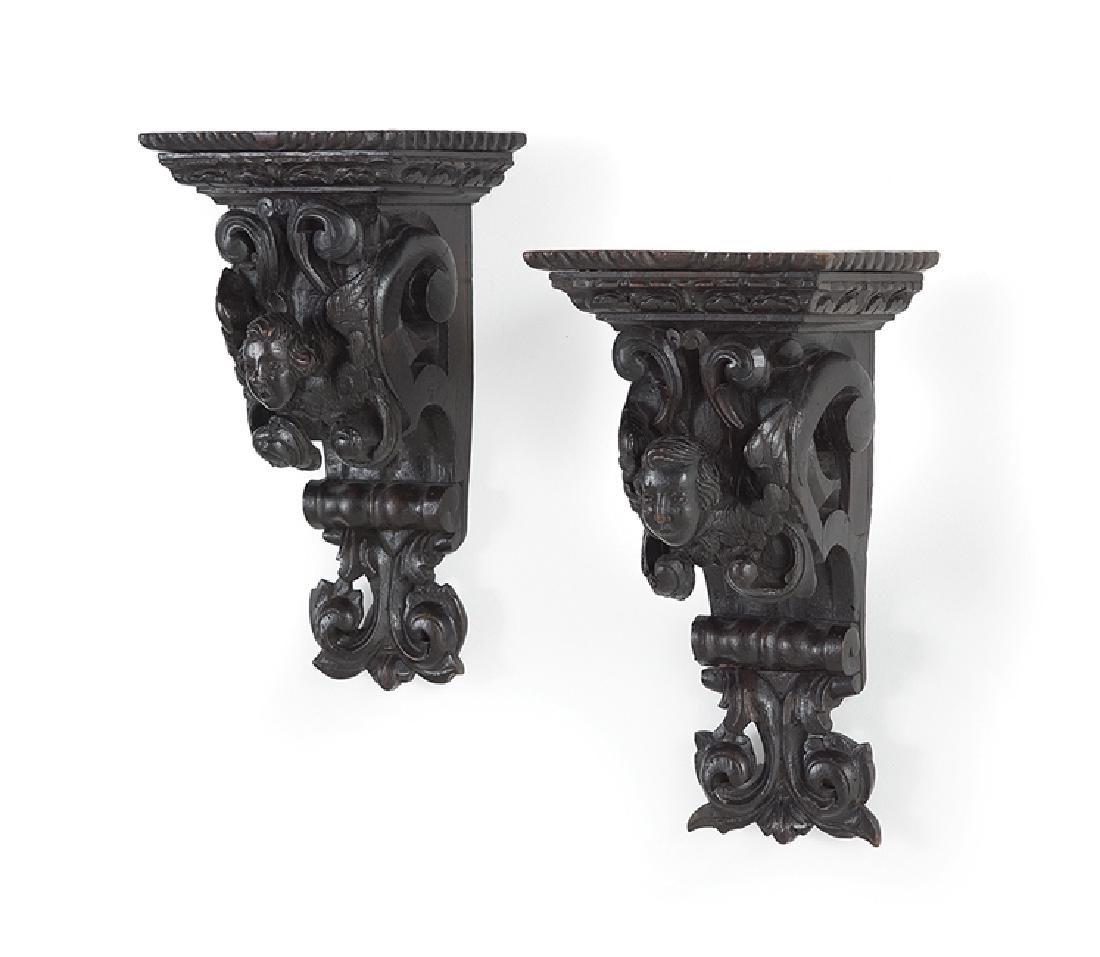 Pair of Medieval-Style Carved Oak Brackets (1 of 1)