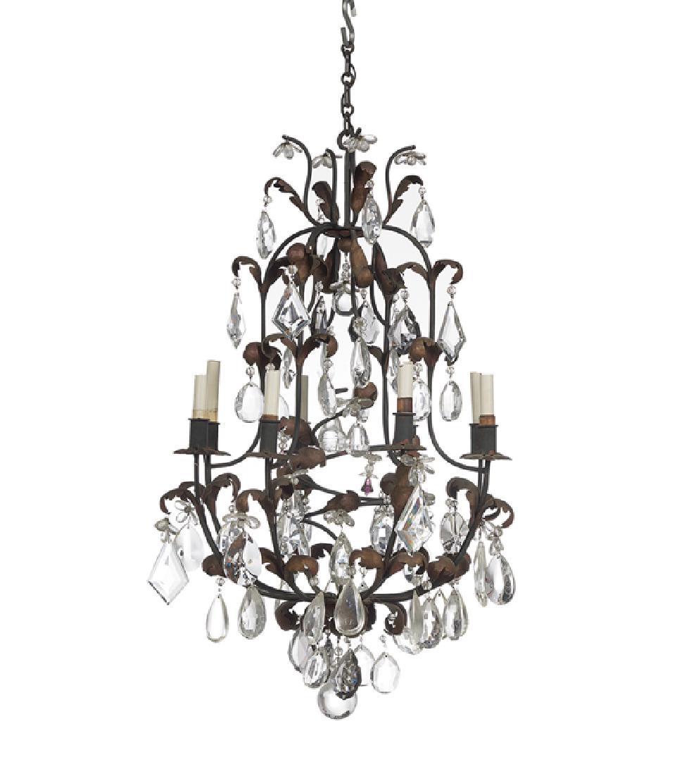 French Painted Tole and Crystal Chandelier (1 of 1)