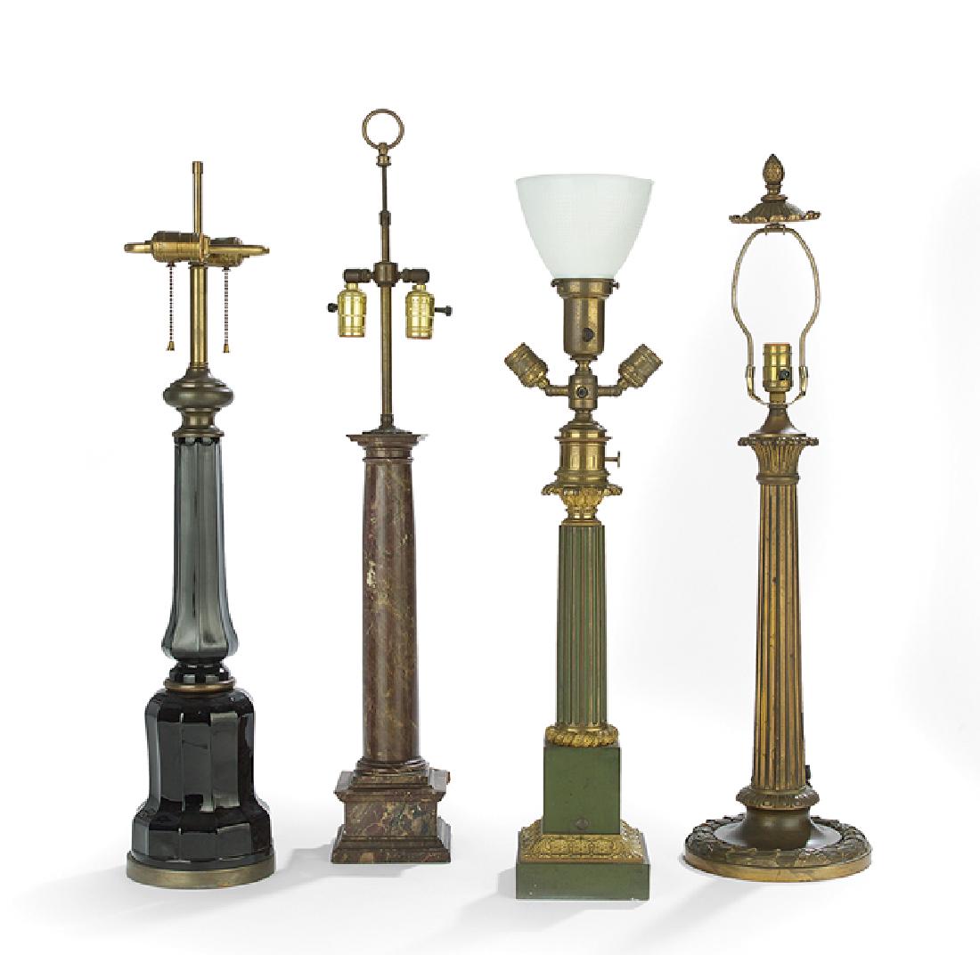 Four French Bronze and Marble Lamps (1 of 1)
