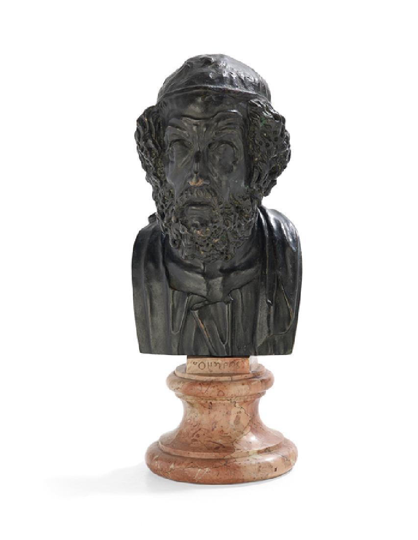 Continental Patinated Bronze Bust of Homer (1 of 1)