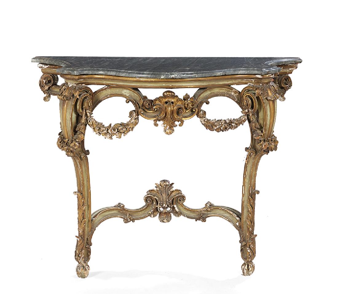 Italian Rococo Marble-Top Console Table (1 of 1)