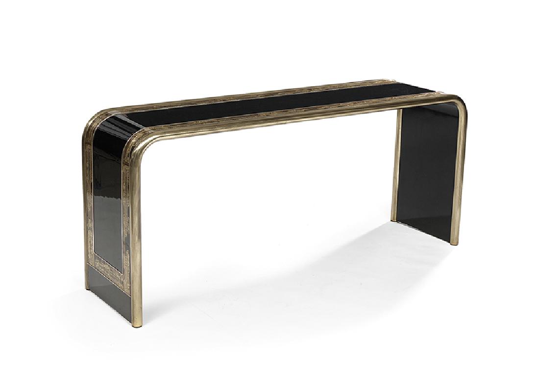 Contemporary Brass, Chrome and Lucite Console (1 of 1)