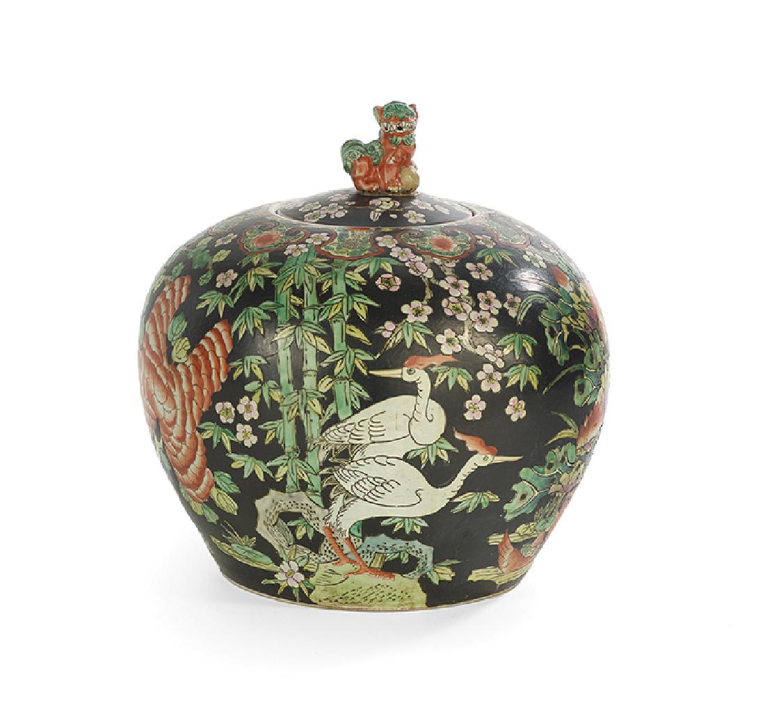 Chinese Export Famille Noir Covered Ginger Jar (1 of 3)