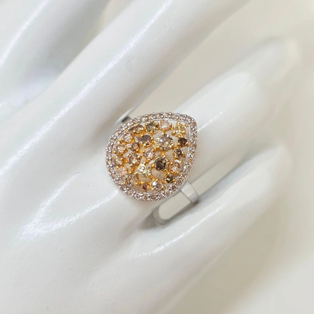 Golden Starlight 1.07ct Fancy Natural Diamond Ring in 14K White & Yellow Gold (1 of 1)