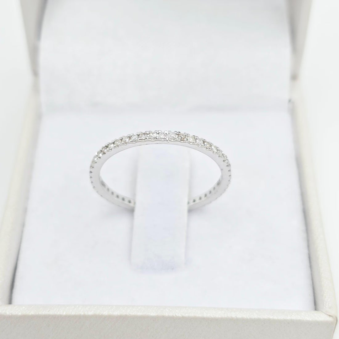 Elegant 0.33ct Diamond Band in 14K White Gold - Delicate Handmade Sparkle (1 of 13)