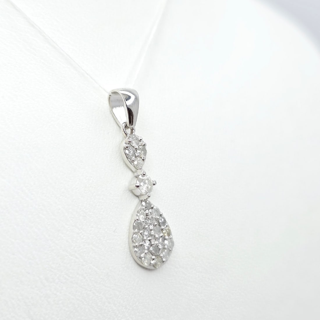 14K White Gold Teardrop Diamond Pendant (1 of 6)