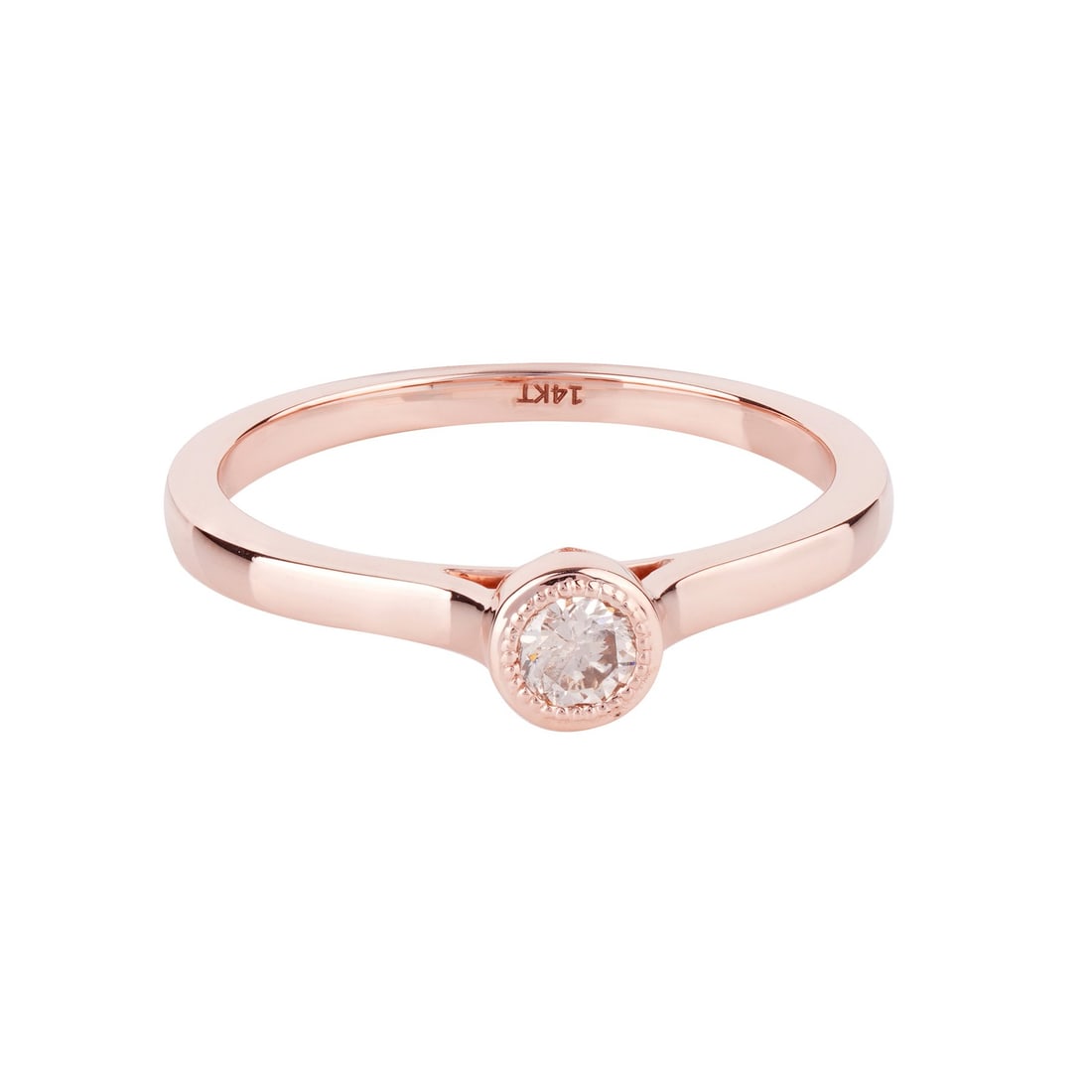14K Pink Gold Ring: A beautiful ring made of 14K Pink Gold.In the center of the ring is set a 0.15 carat natural Diamond stone.MAIN STONE DETAILS:Type: Natural Diamond.Shape: Round.Weight: 0.15 ct.Color: White.Total
