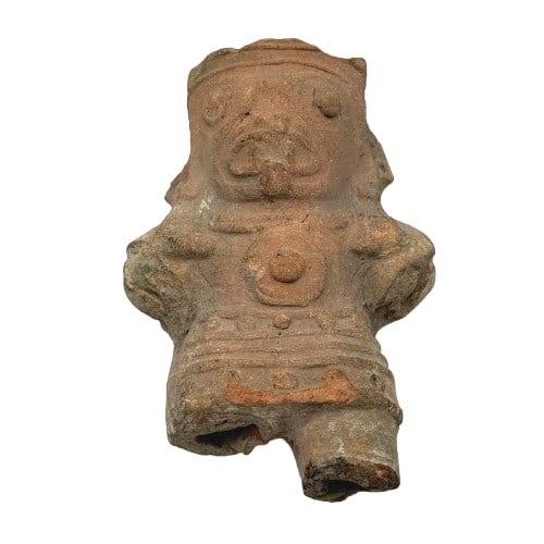 Mayan Pre-Colombian Terracotta Figurine: Mayan Pre-Colombian Terracotta Figurine, display stand not included