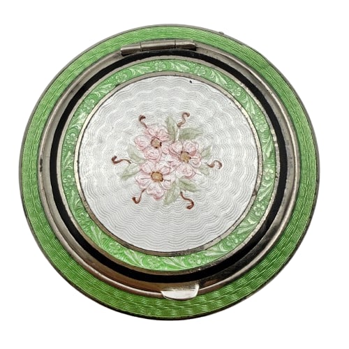 Art Deco Guilloche and Floral Enameled Compact (1 of 7)