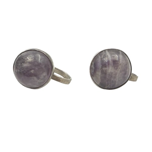 Amethyst Cabochon and Sterling Earrings (1 of 4)