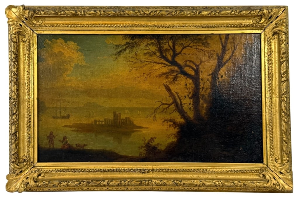 19TH C ROMANTIC CONTINENTAL LANDSCAPE OIL PAINTING (1 of 6)