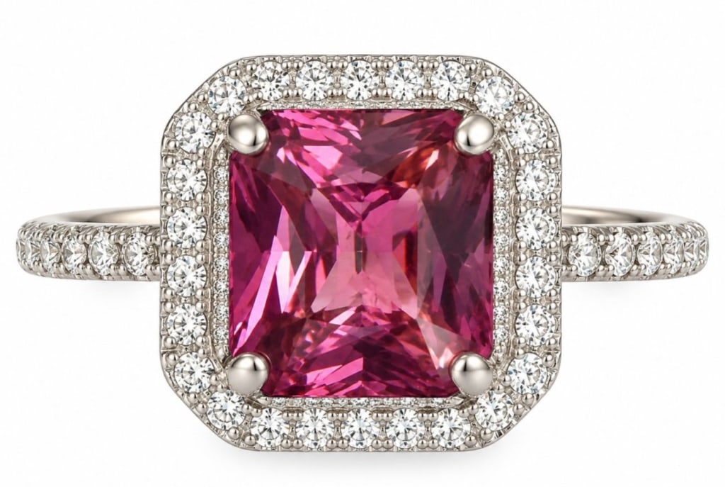 GIA 2.09CT NATURAL PINK SPINEL & DIAMOND 18K RING (1 of 8)