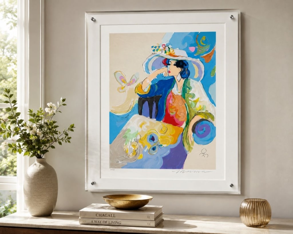 ISAAC MAIMON “MARIE” LIMITED EDITION SERIGRAPH: Isaac Maimon (Israeli, born 1951), limited-edition embossed color serigraph on Arches paper titled “Marie, 1994." A vibrant figurative composition characteristic of Maimon’s celebrated cafe and so