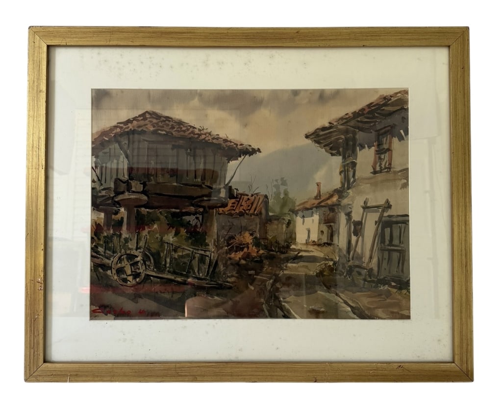 SPANISH VILLAGE SCENE WATERCOLOR SIGNED BY COELHO (1 of 4)