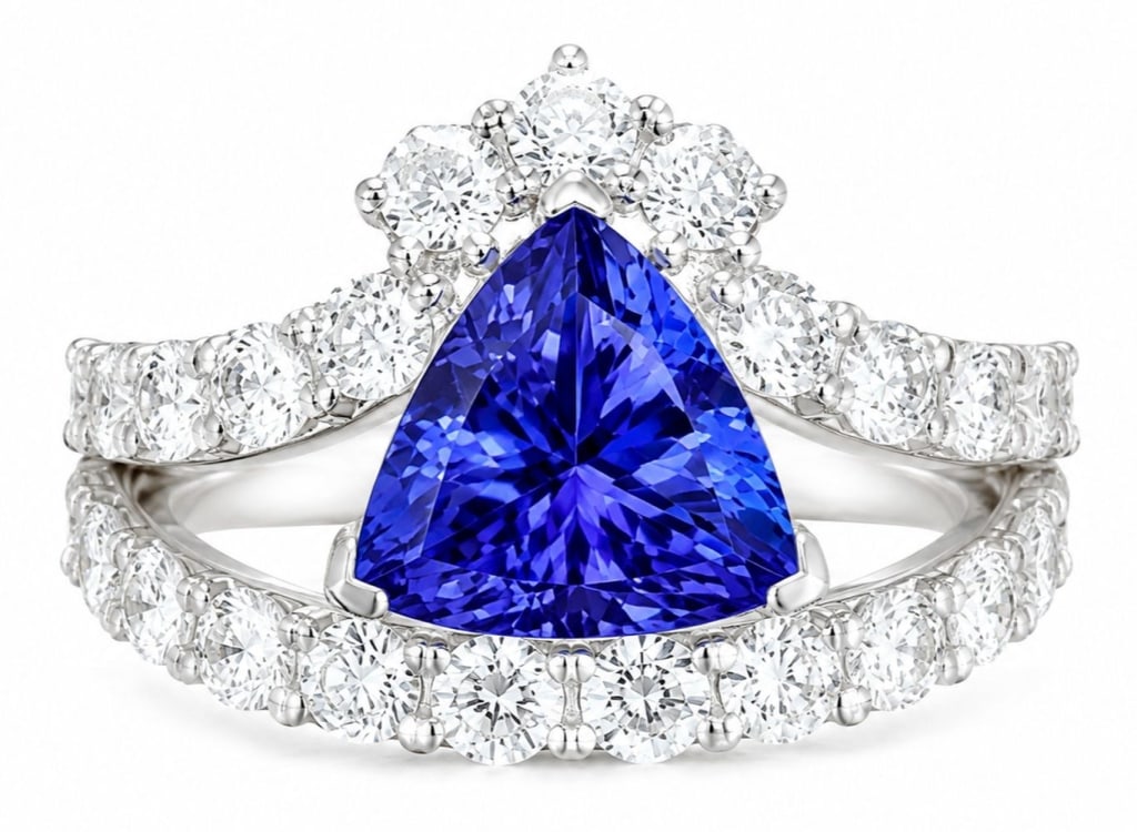 PLATINUM 2.14CT TANZANITE & 1.48CT DIAMOND RING 7G (1 of 5)