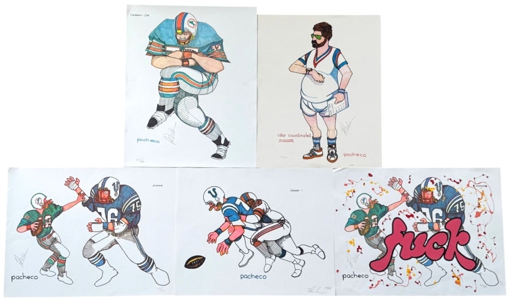 FERDIE PACHECO SIGNED NFL FOOTBALL LITHOGRAPHS 5PC (1 of 11)