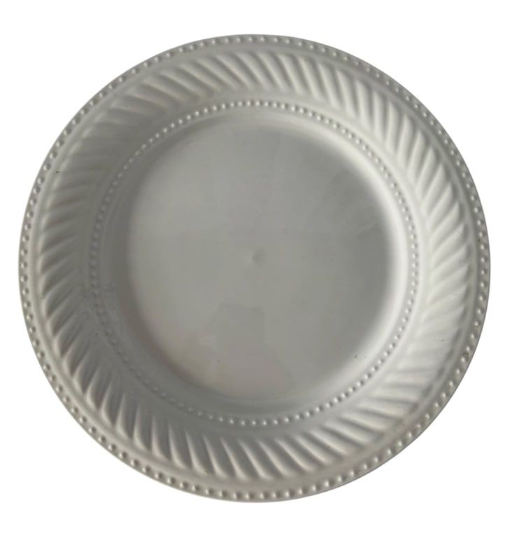 GIBSON WHITE EMBOSSED BORDER 12" CHARGER PLATE (1 of 2)