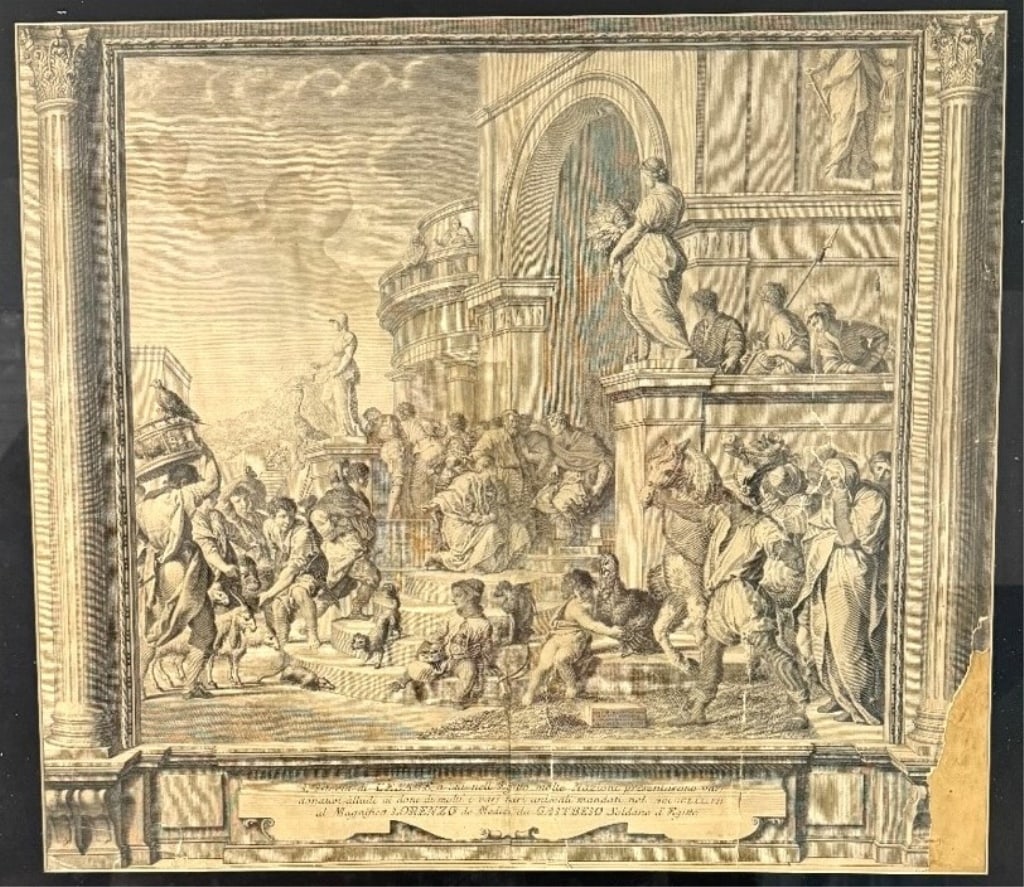 MEDICI FAMILY EGYPTIAN TRIBUTE ENGRAVING ON PAPER (1 of 4)