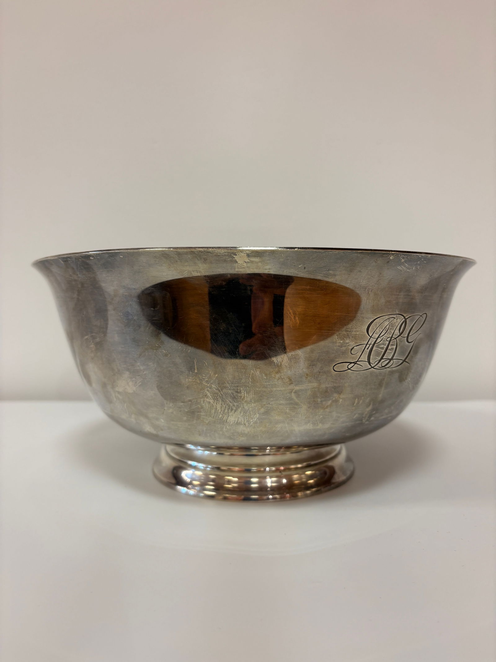 Large Paul Revere Rep. Bowl By "Gorham": 10" Sterling Silver Paul Revere Reproduction Bowl #1455, by Spaulding - Gorham, Inc.Solid Sterling 33.44 tozProvenance: Westport,CT