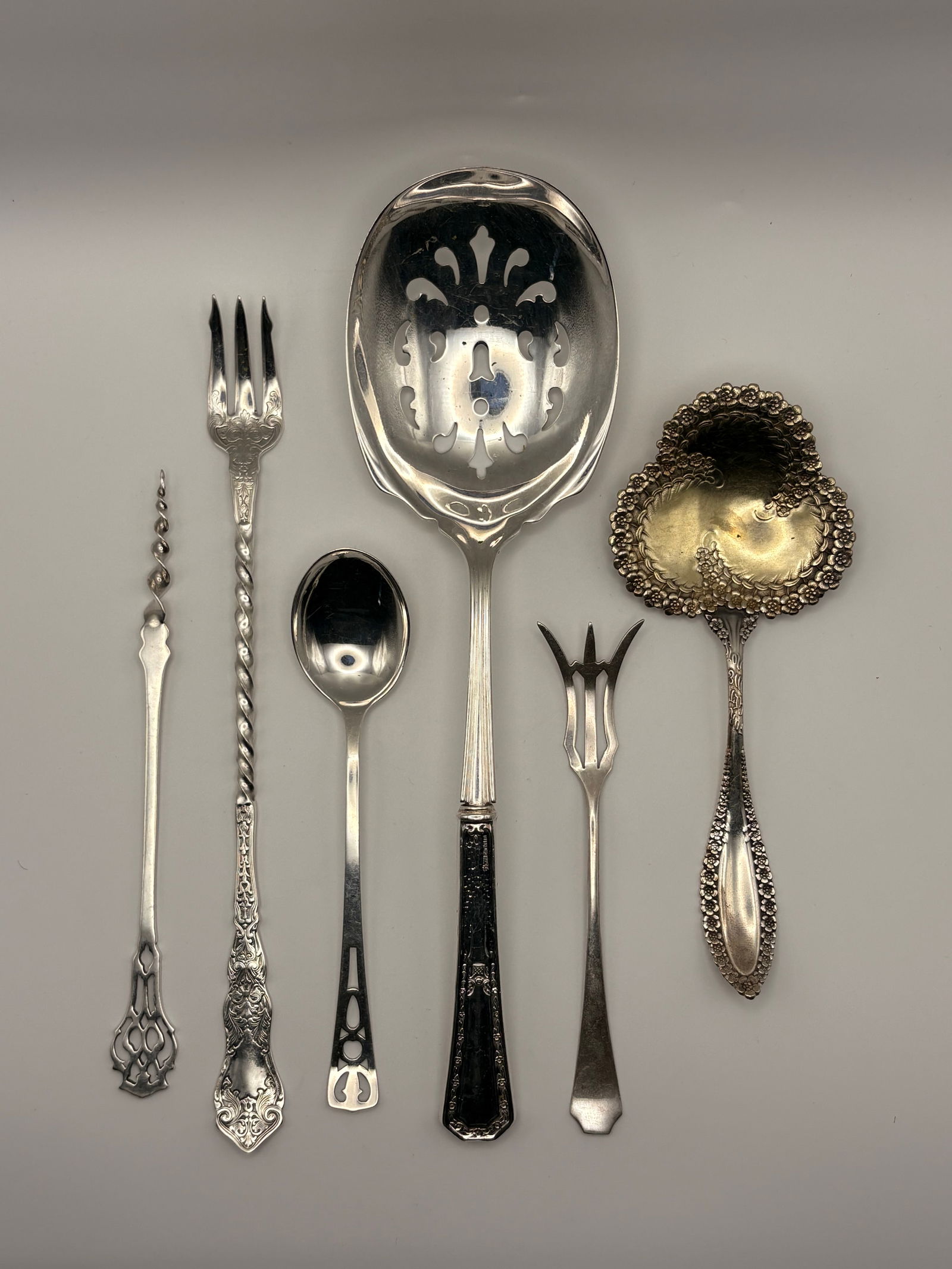 6 Serving Pieces including Sterling Silver by "Tiffany & Co." (1 of 16)